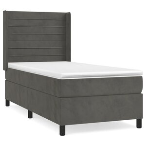 vidaXL Sommier à lattes de lit et matelas Gris foncé 90x190 cm Velours