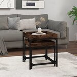 vidaXL Tables d'appoint 2 Pièces Chêne fumé Bois d'ingénierie