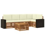 vidaXL Ensemble de canapés d'extérieur 6 pc Naturel et Crème Polyester