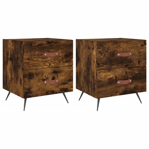 vidaXL Tables de chevet 2Pièces chêne fumé 40x35x47 5cm bois d’ingénierie