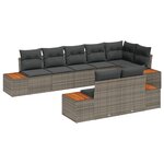 Ensemble de canapé de jardin 8 pièces avec coussins gris en poly rotin