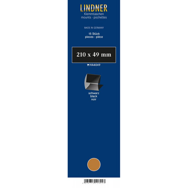 Bandes Klemmfix double soudure 210 x 49 mm pour timbres-poste. Fond - Noir