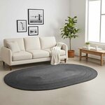 vidaXL Tapis de surface ovale Noir 205 x 305 cm Jute