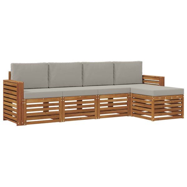 vidaXL Ensemble de canapés d'extérieur 5 pc Gris Naturel et Clair