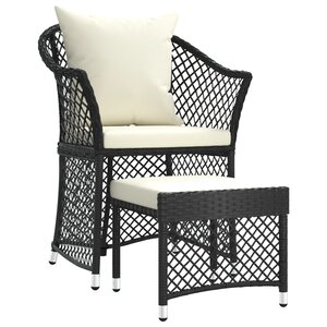 Salon de jardin meuble d'extérieur ensemble de mobilier 2 pièces avec coussins noir résine tressée 02_0015898