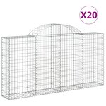 vidaXL Paniers à gabions arqués 20 Pièces 200x30x100/120 cm Fer galvanisé