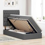 vidaXL Lit de rangement LED avec matelas Gris foncé 90 x 200 cm Tissu