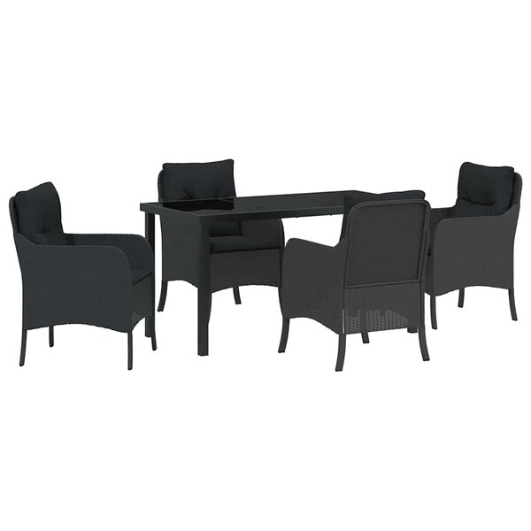 vidaXL Ensemble de salle à manger pour jardin 5 Pièces Noir polyrotin