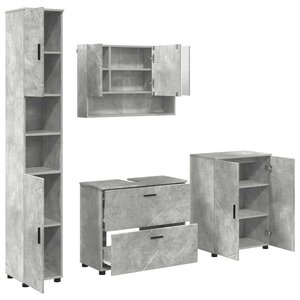 vidaXL Ensemble de mobilier de salle de bain 4 Pièces Gris béton