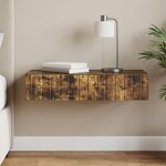 vidaXL Table d'appoint murale Chêne fumé 87 5 x 34 5 x 17 cm