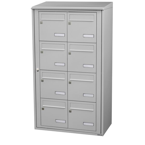 Bloc collectif Leabox  2x4  grade 3  simple face  Extérieur  fixation murale  Gris clair RAL 7035 finition brillante