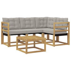 vidaXL Ensemble de canapés d'extérieur 5 pc Blanc et gris clair