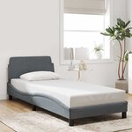 vidaXL Cadre de lit Dover gris foncé 90x200 cm velours