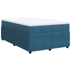 vidaXL Sommier à lattes de lit et matelas bleu foncé 120x190cm velours