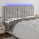 vidaXL Tête de lit à LED Gris clair 180x5x118/128 cm Tissu