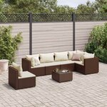 vidaXL Salon de jardin avec coussins 7 Pièces marron résine tressée