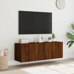 vidaXL Meubles TV muraux lumières LED 2 Pièces chêne marron 60x35x41 cm