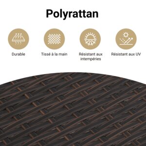 vidaXL Ensemble à manger de jardin et coussins 17 Pièces marron rotin