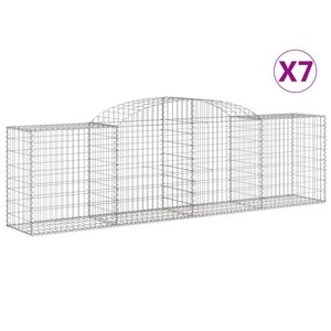 vidaXL Paniers à gabions arqués 7 Pièces 300x50x80/100 cm fer galvanisé