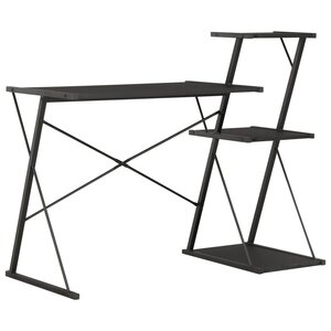 Bureau table poste de travail meuble d'ordinateur informatique étude avec étagère 116 x 50 x 93 cm noir 02_0023478