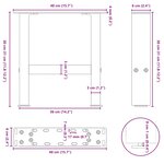 vidaXL Pieds de table basse Noir 2 pièces 40 x (30-31) cm Acier