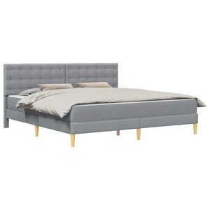 vidaXL Cadre de lit avec matelas Gris clair 200 x 200 cm tissu