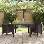 vidaXL Ensemble de salle à manger pour jardin 3 Pièces Marron Rattan Polt
