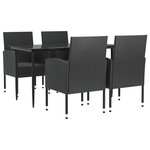vidaXL Ensemble à manger de jardin 5 Pièces noir résine tressée et acier