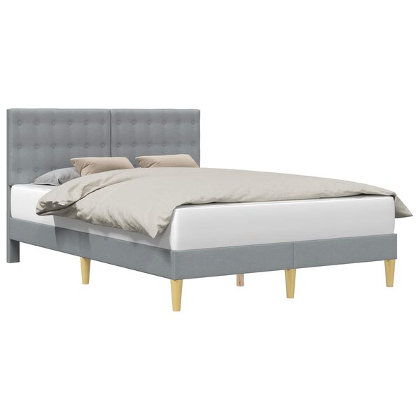 vidaXL Cadre de lit avec tête de lit Gris clair 120 x 200 cm Tissu
