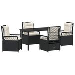 vidaXL Ensemble de Salle à Manger de Jardin 5 Pièces Noir Poly Rattan