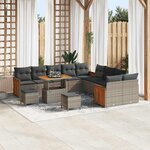 vidaXL Ensemble de canapé de jardin 13 Pièces Gris  Gris foncé
