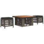 vidaXL Ensemble de salle à manger pour jardin 3 pc Gris et Gris foncé
