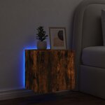 vidaXL Meuble TV mural avec lumières LED chêne fumé 40 5x35x40 cm