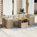 vidaXL Salon de jardin avec coussins 8 Pièces beige résine tressée