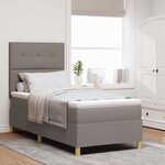 vidaXL Lit à ressort LED avec matelas Taupe 80 x 200 cm tissu