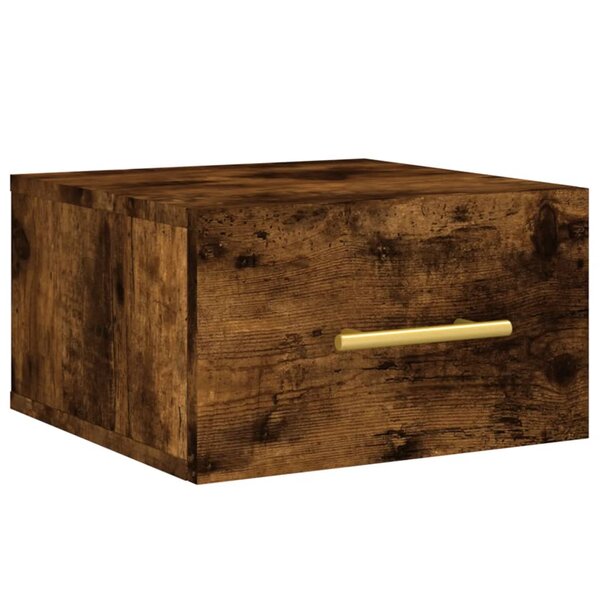vidaXL Table de chevet murale chêne fumé 35x35x20 cm