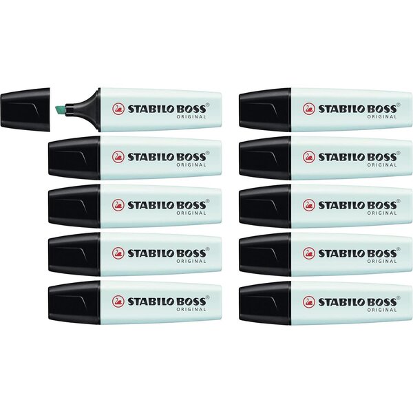 Surligneur BOSS ORIGINAL Pastel Pointe Biseautée 2 - 5 mm Turquoise Pastel x 10 STABILO