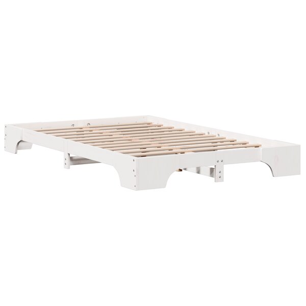 vidaXL Cadre de lit Blanc Bois de pin massif 135 x 190 cm Cadre de lit
