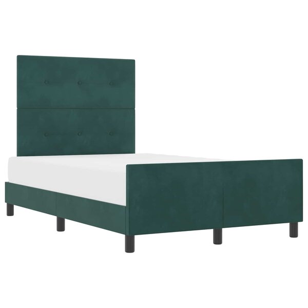 vidaXL Lit à ressorts avec tête de lit Vert foncé 120 x 190 cm Velours