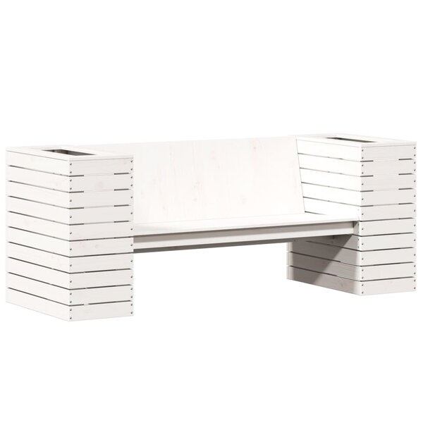 vidaXL Banc avec jardinières blanc 167 5x60x65 cm bois massif de pin