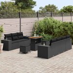 vidaXL Ensemble de canapé de jardin 10 Pièces Noir Poly Rattan