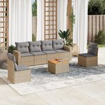 vidaXL Salon de jardin avec coussins 7Pièces mélange beige résine tressée