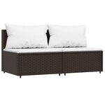 vidaXL Canapés centraux de jardin coussins 2Pièces marron résine tressée