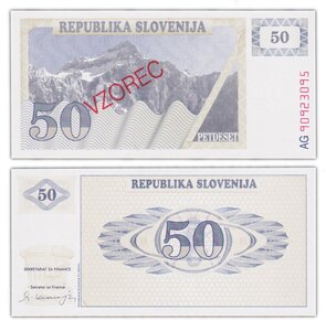 Billet de Collection 50 tolarjev 1990 Slovenie - Neuf - P5 - SPECIMEN / VZOREC