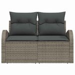 vidaXL Canapé de jardin 2 places gris en rotin synthétique avec rangement et coussins.