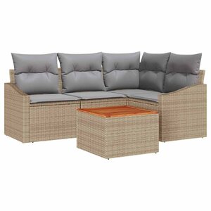 vidaXL Ensemble de canapé de jardin avec coussin 5 Pièces Beige polyrotin