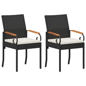 vidaXL Chaises de jardin avec coussin 2 Pièces Noir et blanc crème