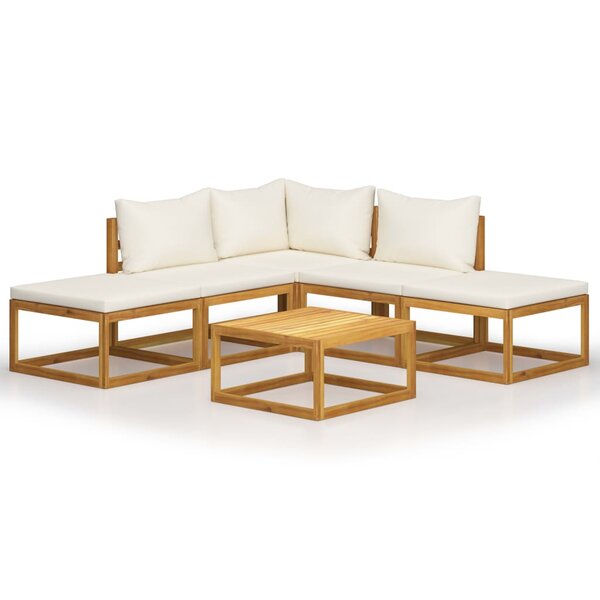 vidaXL Salon de jardin 6 Pièces avec coussins Bois d'acacia solide
