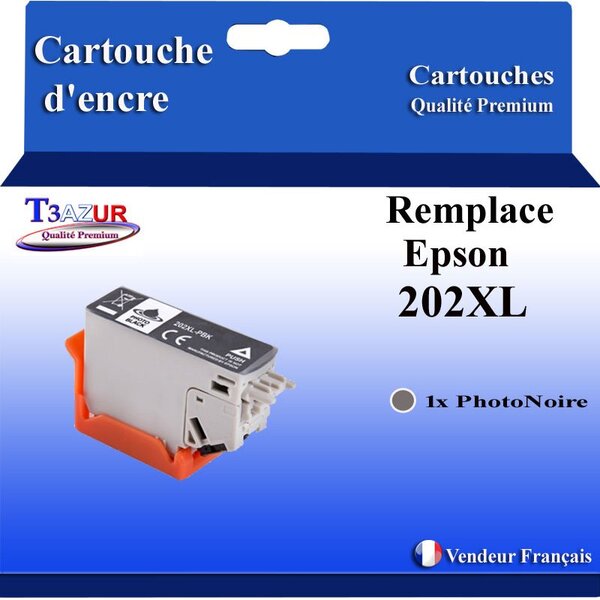 Cartouche Compatible avec Epson T02H1 / T02F1 (202XL) Photo Noire pour Epson Expression Premium XP-6000  XP-6005
