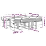 vidaXL Ensemble à manger de jardin avec coussins 9 Pièces noir textilène